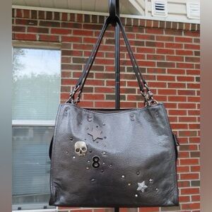 Coach Rogue 30 - Metallic Black Studded Skull Accents Customized